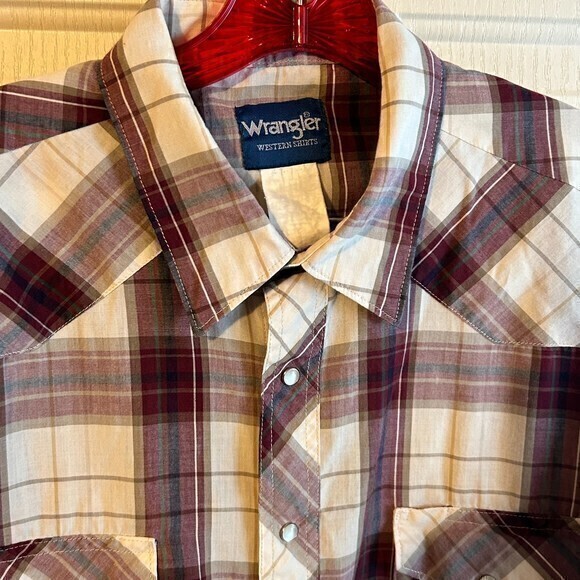 Wranglers shirt Pearl snap‎ short sleeve size 2xl red nwhite - Picture 5 of 6